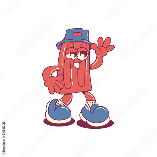 Cute Cartoon groovy ice cream summer Vector illustration