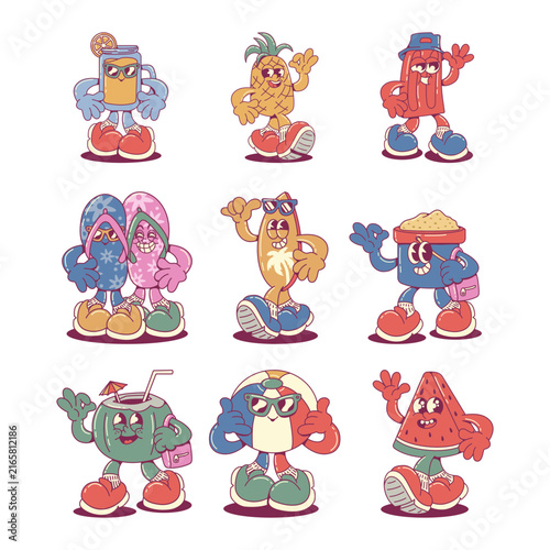 Cute Cartoon sheet groovy Summer holiday Vector illustration