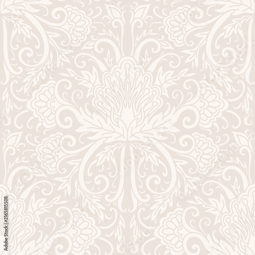 Damask style, paisley floral pattern, abstraction, swirl flowers, beige colors. Seamless floral pattern-1113.