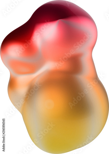 Abstract Glossy Red and Yellow Liquid Blob Gradient Isolated on Transparent Background