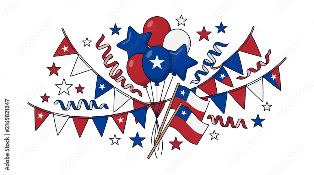 Fototapeta premium Abstract Red White and Blue Background Design with Star and Geometric Shapes