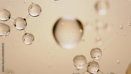 Vitamin Bubble Serum Dropping on Skin. Anti-Aging Beauty 3D render Animation