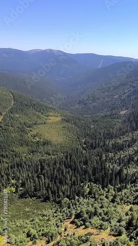 view from above of the mountain landscape. Karkonosze National Park