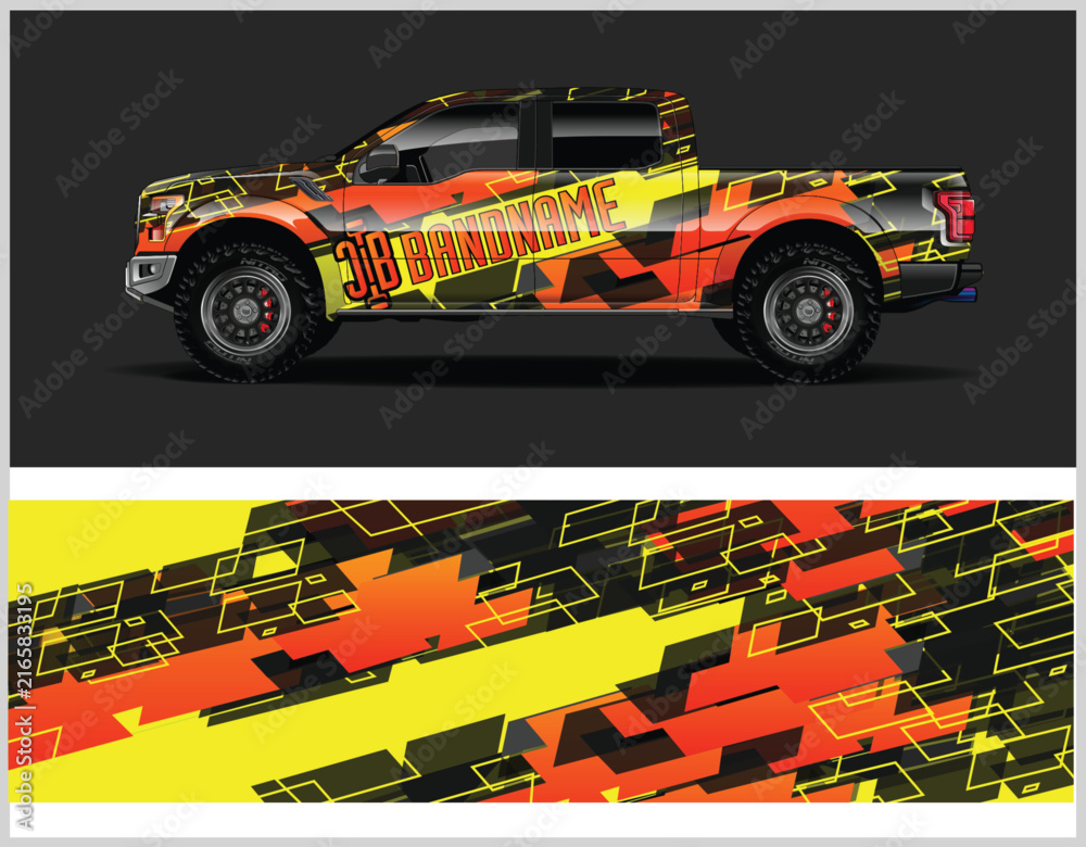 Naklejka premium Modern Vehicle Wrap Design with Bold Graphics