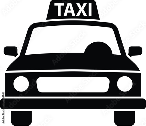 Принти на полотні Front view classic yellow cab taxi silhouette icon symbol for urban city transpo