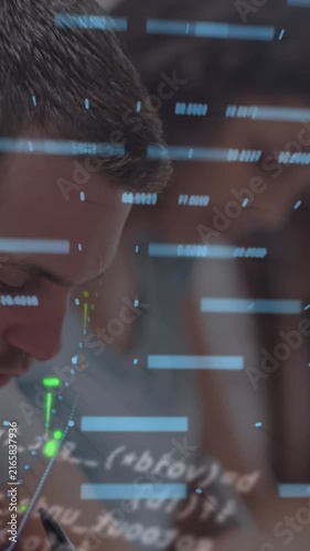 Animation of data processing over diverse students writing