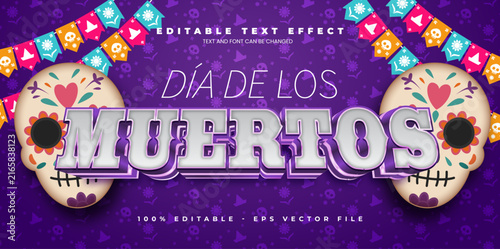 Dia de los muertos editable text effect in modern trend style