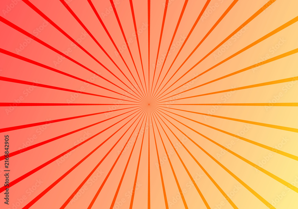 Fototapeta premium orange yellow gradient background with red sunray burst vintage comic style