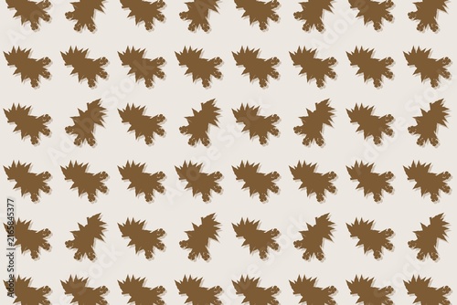 Картината върху платно Minimal botanical pattern, scalloped palmate leaves and tulips on orange