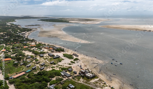 Kitesurfers and Fishing Boats on Tidal Sandbars, Atins, Maranhão