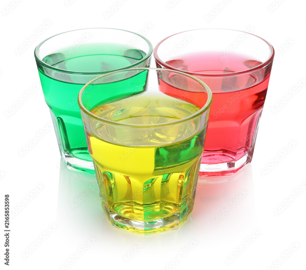 Fototapeta premium Colorful drinks in glasses isolated on white