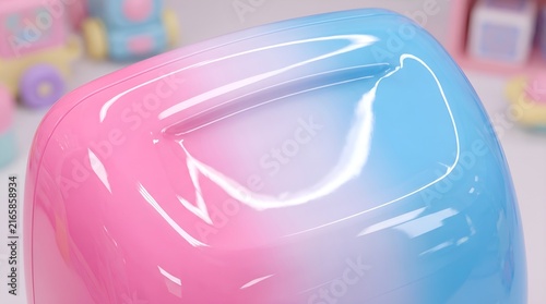 Shiny Pastel Pink and Blue Ceramic Glossy Object Macro Curved Surface Texture