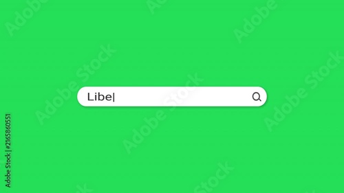 4K resolution search bar typing animation on green screen background. Features Liberia travel search query with smooth typewriter effect. Clean flat minimal design, chroma key ready.