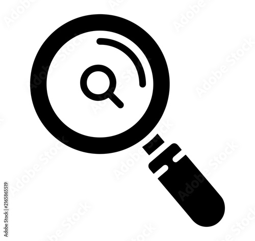 Magnifying glass icon black silhouette vector search tool isolated on transparent background focus lens art.