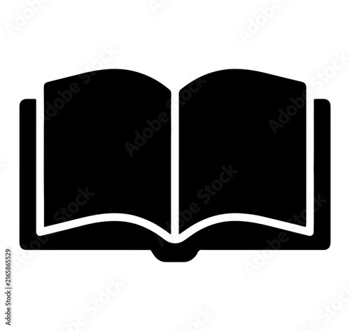 Open book icon showing pages for reading education and literature study isolated in black silhouette style.