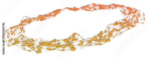 Abstract Glowing Orange Particle Wave Ring Isolated on Transparent Background