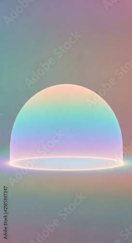 Glowing Pastel Rainbow Dome on Gradient Background