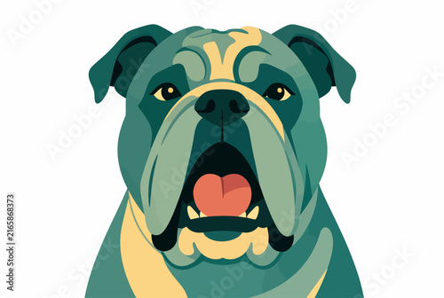 Stylized Bulldog Head Vector Portrait Illustration.