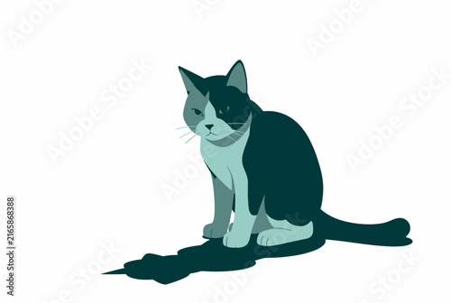 Stylized Sitting Cat Illustration.