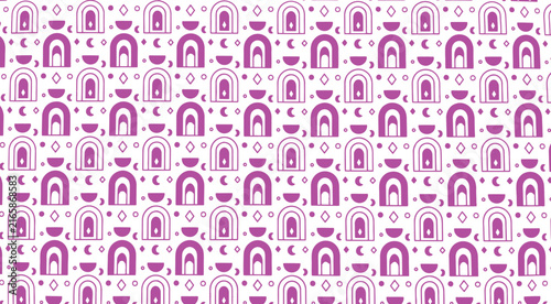 Elegant Islamic Seamless Pattern with Geometric Crescent and Arch Design