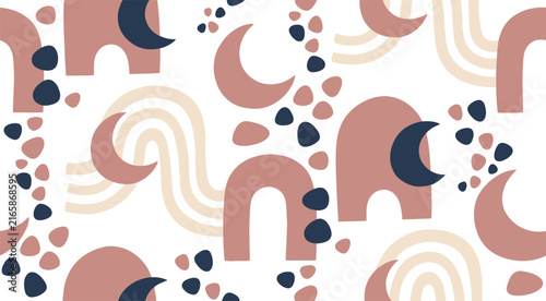 Islamic Geometric Seamless Pattern with Crescent Moon and Arch Motifs