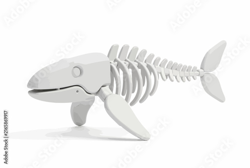 White Fish Skeleton Anatomical Model.