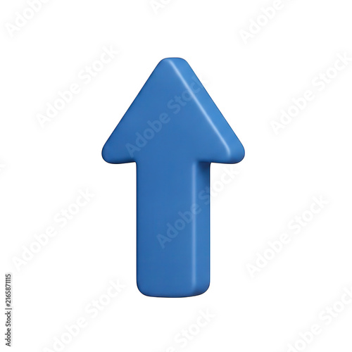 A single blue three dimensional up arrow icon for digital interface design and web navigation button usage