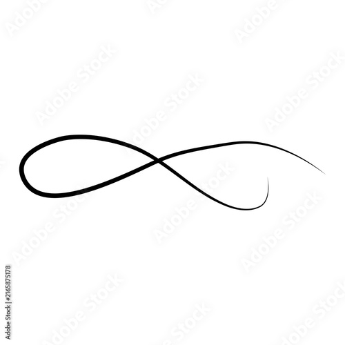 Black ink brush stroke in the shape of an infinity symbol or elegant loop