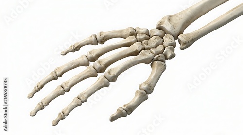 Obraz na płótnie Anatomically Accurate Human Hand Skeleton Model Isolated on a White Background