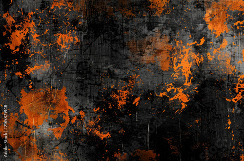 Photo of Black and orange rust metal surface. Background texture for backdrops or mapping