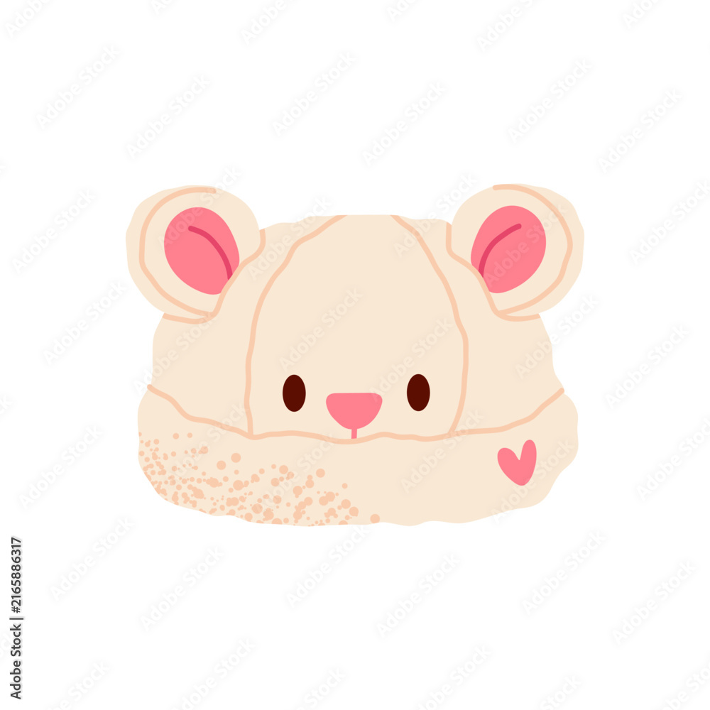 Obraz premium Cute winter hat in shape of bear. Cozy accessories in trendy colors. Seasonal winter fashion collection, isolated vector illustration, perfect for stickers, cards and posters.