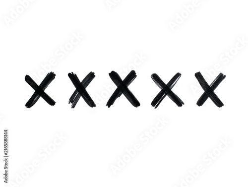 Collection of Separate Hand Drawn Black Marker Cross X Marks Isolated