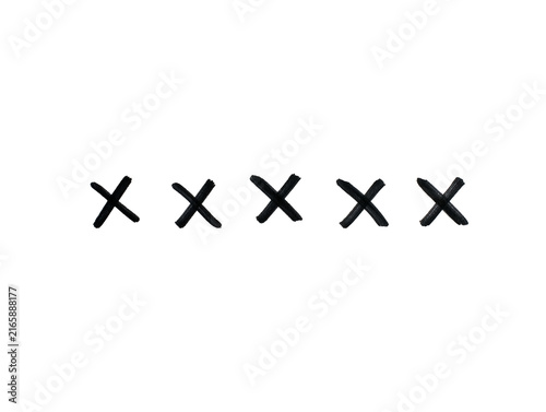 Collection of Separate Hand Drawn Black Marker Cross X Marks Isolated