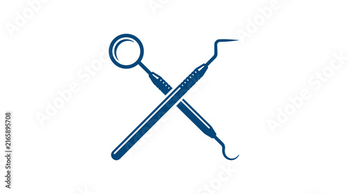 Dental Tools Crossed Mirror Explorer Isolated Transparent Background