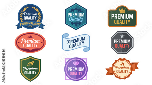 This refined collection showcases 'Premium Quality' graphics, specifically created to signify excellence and feature high-end products across various industries and platforms.