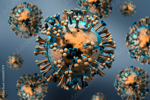 Mutated virus cells 3d render