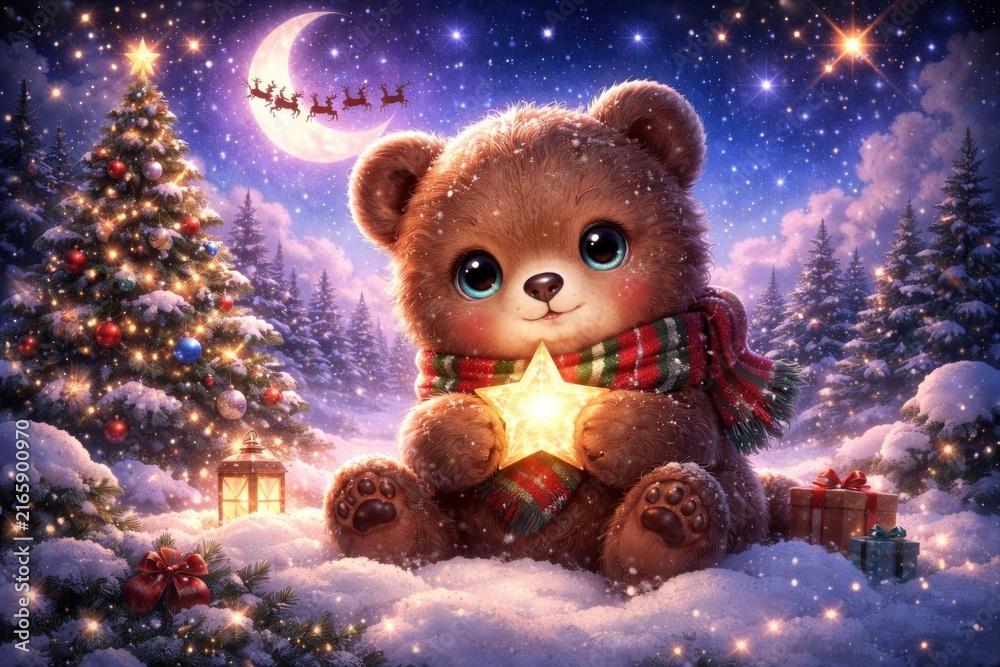 Naklejka premium Cute bear holding star