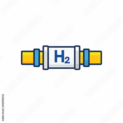 Hydrogen gas cylinder icon with blue and yellow design