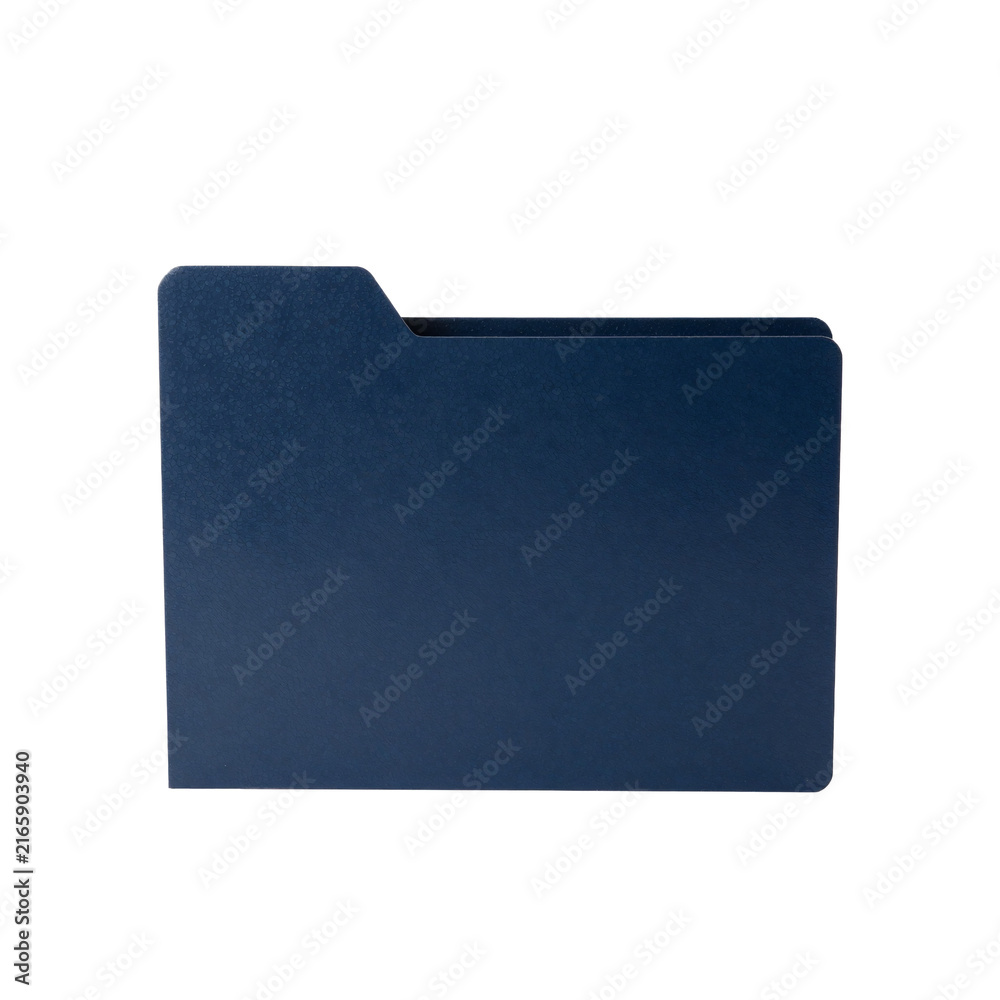 Fototapeta premium Closed dark blue textured paper folder on a white background