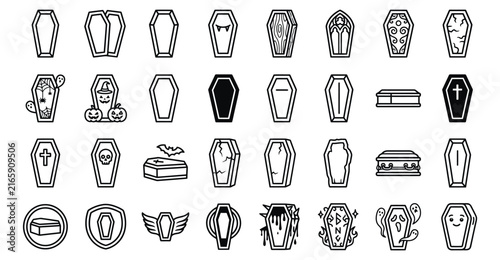 Halloween vector icon set with spooky faces, monsters, and festive symbols for designs and decorations