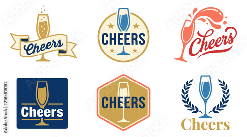 A vibrant collection of cheers icons and toast designs showcasing bubbly drinks, festive colors, and celebratory text perfect for any joyful event or gathering.