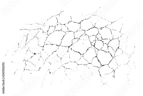 Cracked grunge texture with irregular fissures and a faded gritty surface. Monochrome vector overlay for weathered, aged and broken graphic effects.