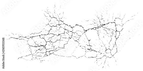 Vector overlay abstract texture. Natural complex crack element on white background. Grunge one color surface fracture.