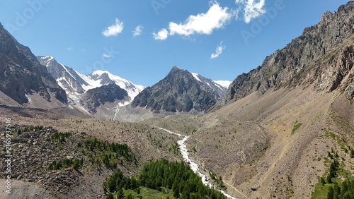 Aerial Panoramic View of Akturu Glacier, Altai, Russia