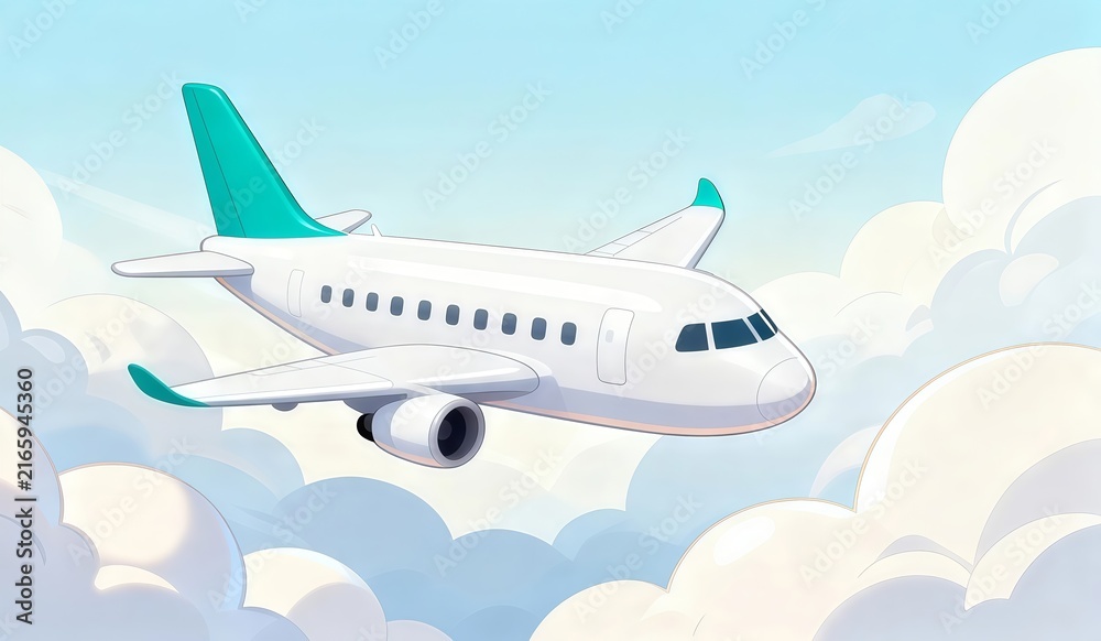 Fototapeta premium Modern passenger jet soaring above clouds, symbolizing global travel and business expansion