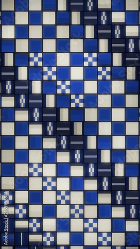 Japanese Ichimatsu Checkered Pattern Tiles Flipping in Rhythmic Waves Seamless Loop in vibrant indigo tones vertical 9:16