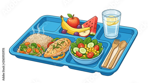 Healthy School Lunch Tray Isolated