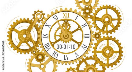 Steampunk Clockwork Gear Mechanism With Digital Time Display