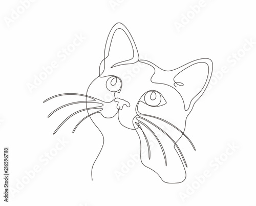 Cute Friendly Cat Continuous One Line Hand Drawing – Minimalist Continuous Line Art Illustration