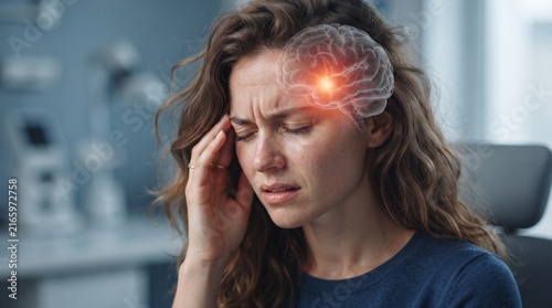 Woman suffering from migraines